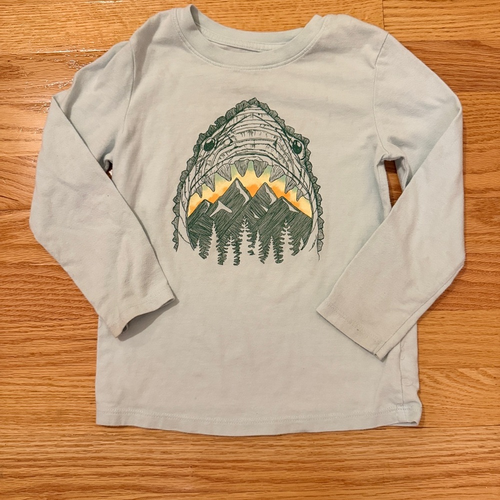 Graphic Long Sleeve Shirt with Mountain Design